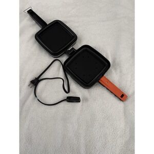 Vintage Hamilton Beach Electric‎ Sandwich Maker Non-Stick Plates, Orange Handle